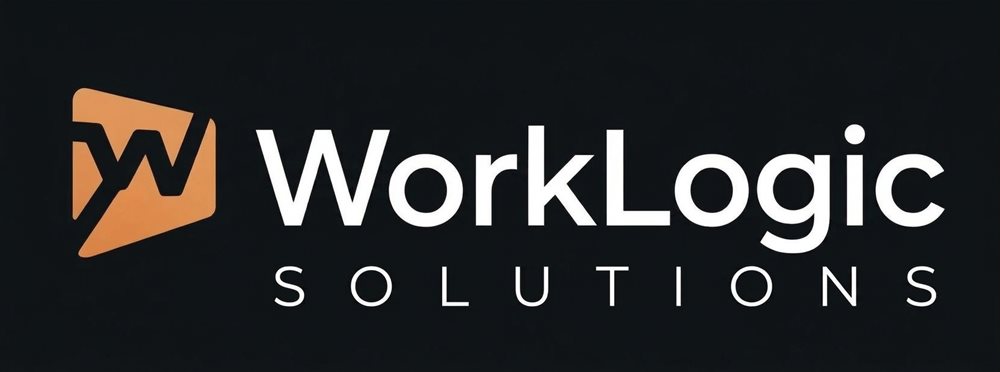WorkLogic Solutions logo: an orange W mark beside the company name